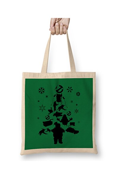 Baskı Dükkanı Silueta božićnog drvca iz filma "Lovci na duhove" Torba dugačka...