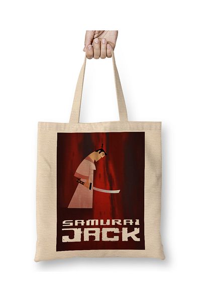 Baskı Dükkanı Geantă din pânză Samurai Jack 01 cu mâner lung