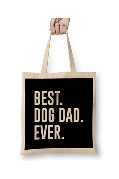 Baskı Dükkanı Best Dog Dad Ever 07 υφασμάτινη τσάντα με μακριά λαβή