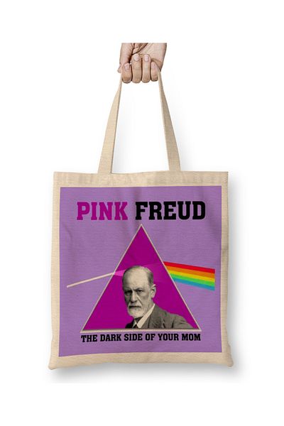 Baskı Dükkanı Geantă din pânză Pink Freud Dark Side Of Your Mum cu mâner lung