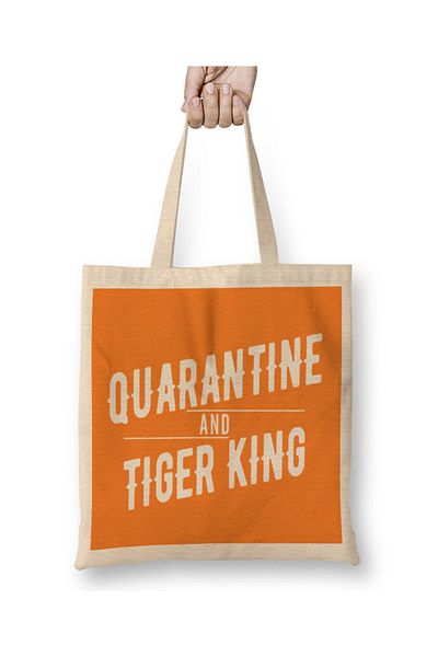 Baskı Dükkanı Geantă din pânză exotică Quarantine And Tiger King Joe cu mâner lung