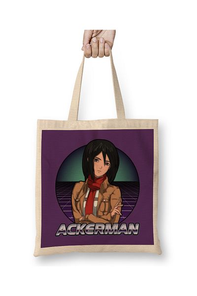 Baskı Dükkanı Ackerman Mikasa Mikasa Ackerman υφασμάτινη τσάντα με μακριά λαβή