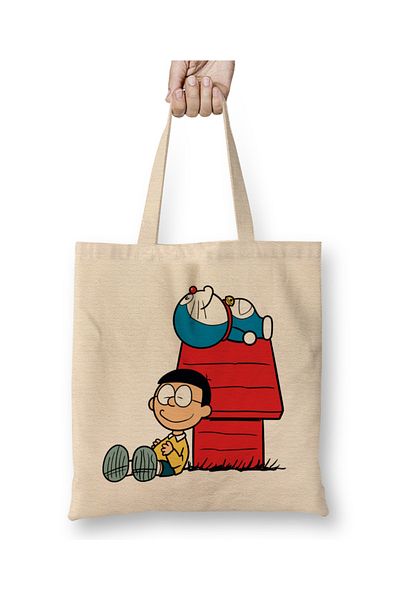 Baskı Dükkanı Geantă din pânză Doraemon cu mâner lung