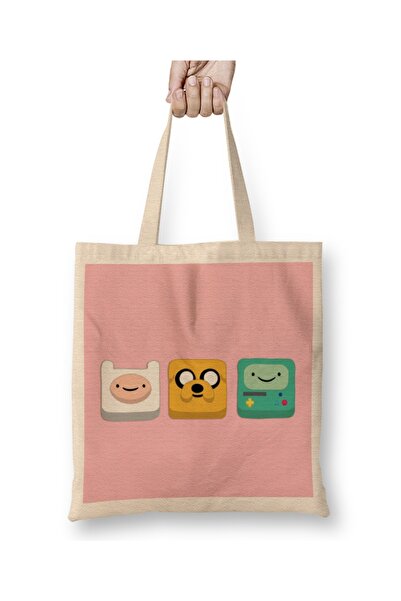 Baskı Dükkanı Vreme za avanturu Džejk, Fin i Bmo 01 Tkanina Torba Duga Sa ručkom