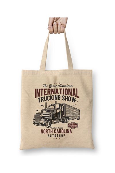 Baskı Dükkanı Fun Cool Vintage International Truck Show υφασμάτινη τσάντα με μακριά λαβή