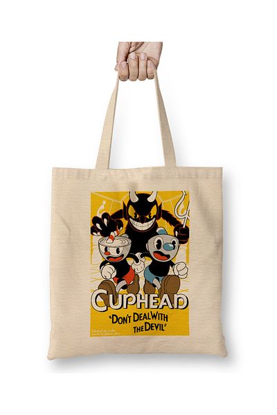 Baskı Dükkanı Cuphead 01 Geantă din pânză cu mâner lung