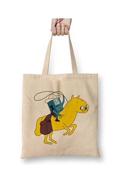 Baskı Dükkanı Adventure Time Finn i Jake tkanina Torba duga Sa ručkom