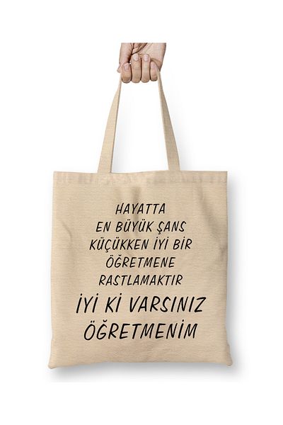 Baskı Dükkanı Ziua Profesorului Geantă de pânză cu cuvinte frumoase pentru profesor cu mâner lung