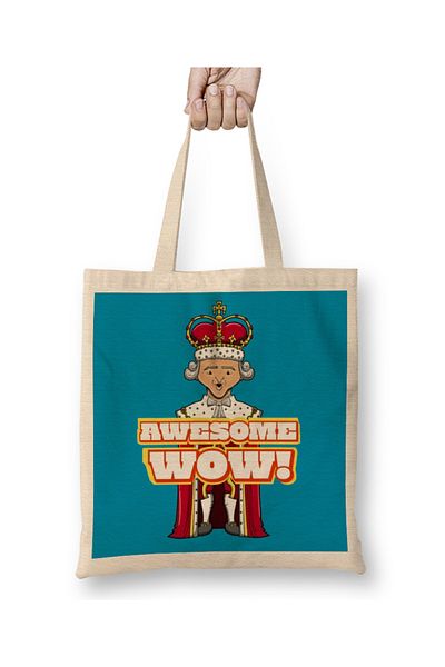 Baskı Dükkanı Awesome Wow King George υφασμάτινη τσάντα με μακριά λαβή