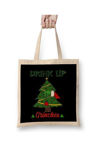 Baskı Dükkanı Υφασμάτινη τσάντα Drink Up Grinches με μακριά λαβή