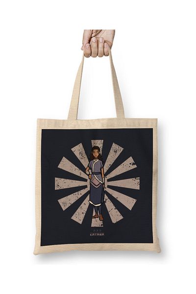 Baskı Dükkanı Avatar The Last Airbender Katara Ρετρό ιαπωνική υφασμάτινη τσάντα Avatar με μακριά λαβή