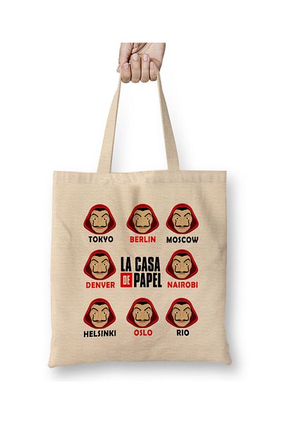 Baskı Dükkanı La Casa De Papel 01 Geantă din Pânză Mâner Lung