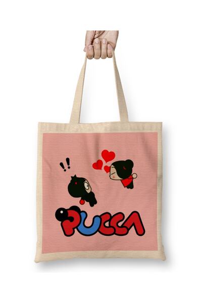 Baskı Dükkanı Pucca zaljubljena u Garu 01 Tkanina Torba Duga Sa ručkom