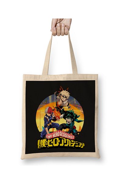 Baskı Dükkanı UA Students Midoriya Bakugou Todoroki Shoto υφασμάτινη τσάντα με μακριά λαβή