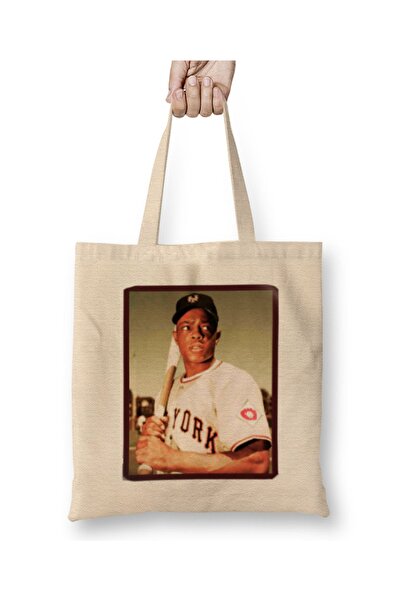 Baskı Dükkanı Srećan 90. rođendan, Willie Mays, tkanina Torba duga Sa ručkom