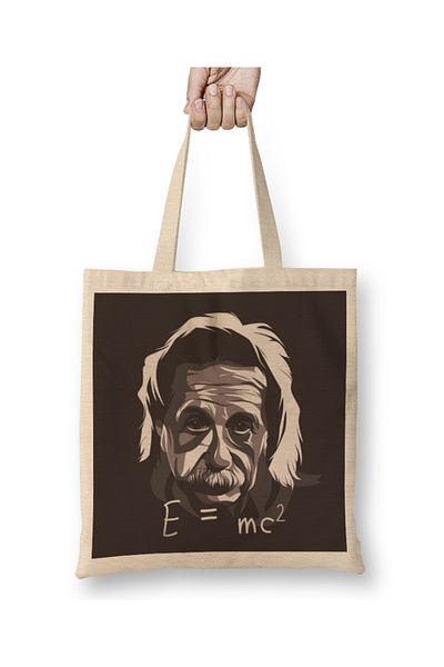 Baskı Dükkanı Υφασμάτινη τσάντα Albert Einstein με μακριά λαβή