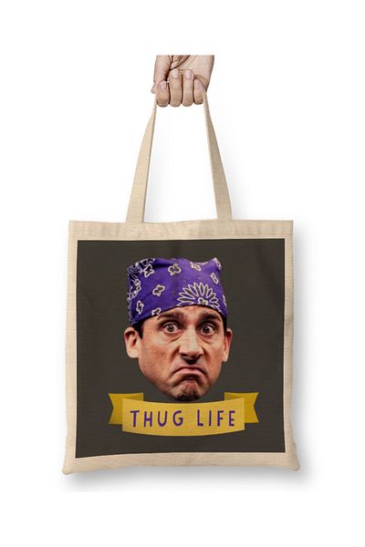 Baskı Dükkanı Prison Mike Thug Life Geantă din pânză cu mâner lung