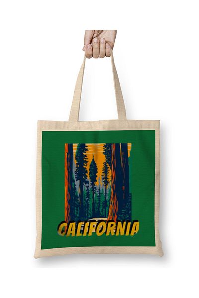 Baskı Dükkanı Υφασμάτινη τσάντα California Style Art με μακριά λαβή