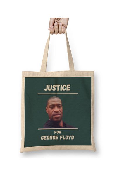 Baskı Dükkanı Justice For George Floyd 4 Black Lives Matter υφασμάτινη τσάντα με μακριά λαβή