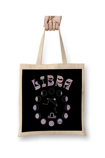 Baskı Dükkanı Υφασμάτινη τσάντα ζωδίου Libra με μακριά λαβή