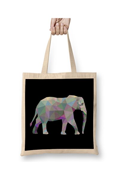 Baskı Dükkanı Geometrijska tkanina sa slonom Torba duga Sa ručkom