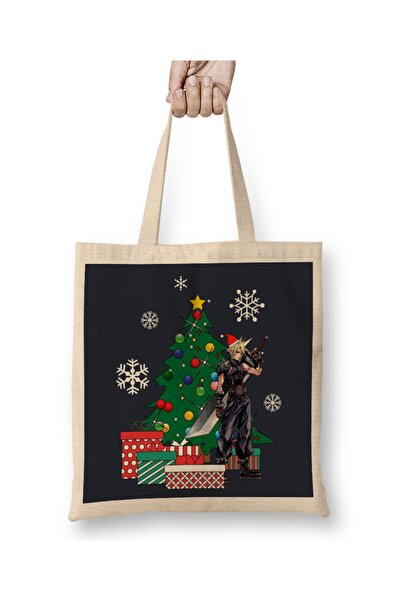 Baskı Dükkanı Клауд Страйф біля різдвяної ялинки Final Fantasy Bez Çanta Uzun...