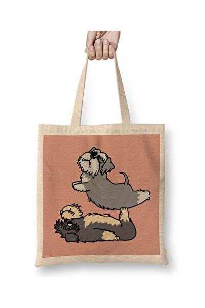 Baskı Dükkanı Geantă tote pentru câini Acroyoga Schnauzer Pug cu mâner lung