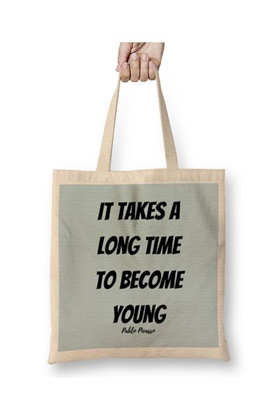 Baskı Dükkanı Pablo Picasso Quotes Art Gift - Vintage ρετρό υφασμάτινη τσάντα με μακριά λαβή