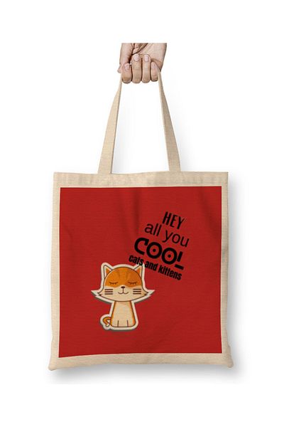 Baskı Dükkanı Hey Aall You Cool Ccats And Kittens υφασμάτινη τσάντα με μακριά λαβή