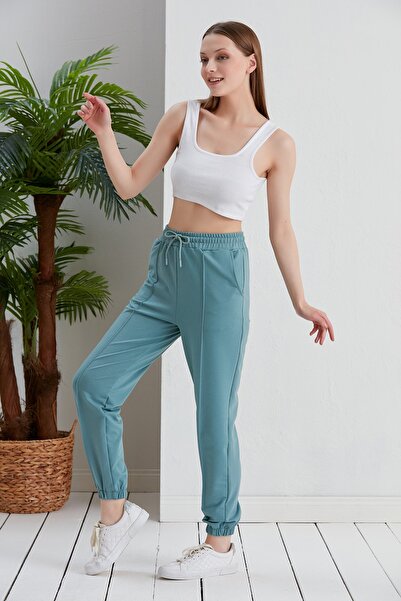 Green Hill Summer Sweatpants with Front Seam Detail