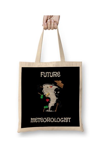 Baskı Dükkanı Funny Future Meteorologist Tornado & Hurricane υφασμάτινη τσάντα με μακριά λαβή