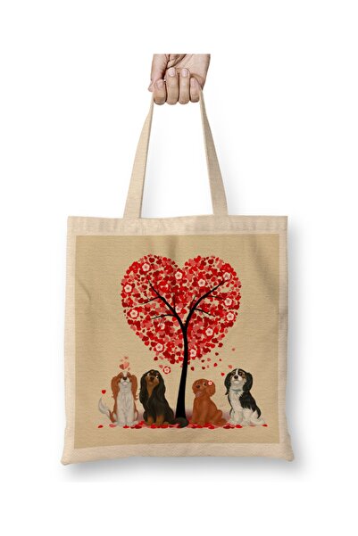 Baskı Dükkanı Kavalir King Charles španijeli Ljubav i Valentin torba Torba Du...