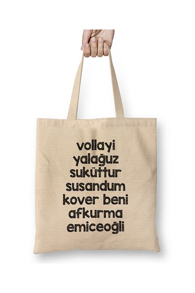 Baskı Dükkanı Black Sea Words Afkurma Emiceoğli υφασμάτινη τσάντα με μακριά λαβή