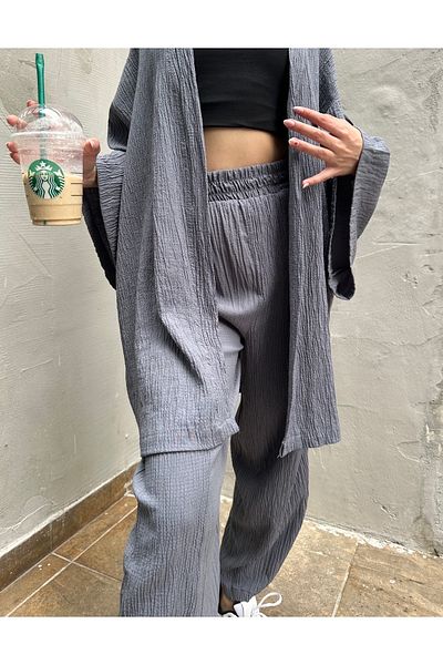 Rabury Butik Women's Gray Bottom-Top Set
