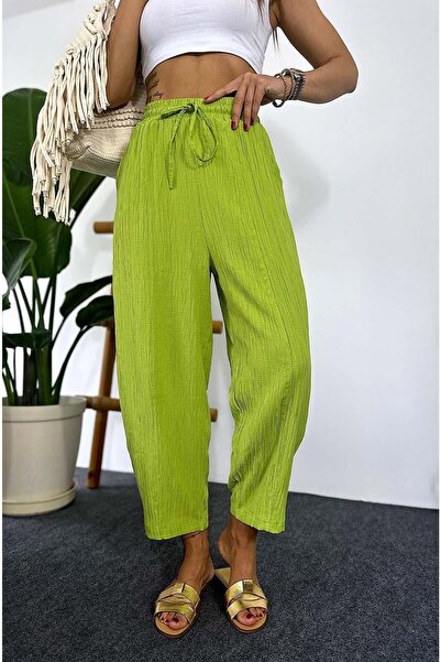 Laluvia Pantaloni Seersucker Shalwar cu buzunare laterale