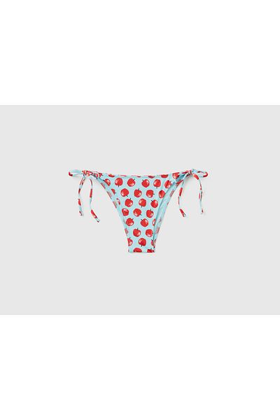 United Colors of Benetton Partea de jos de bikini pentru femei cu model de fructe roz - cravată laterală, albastru Bondi