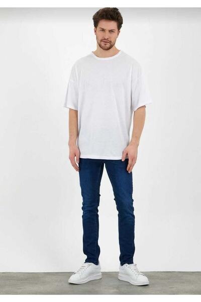 Revasser Λευκό Unisex Loose Cut Oversize T-shirt Loose Cut Rvs