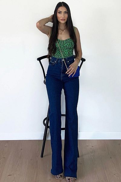 Afiş Butik ALL Women's Palazzo High Waist Lycra Loose Cut Jeans - Loose, Four Seasons Use