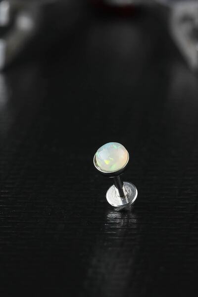 depozoom 4mm Disk Yeşil Sedef Cerrahi Çelik Tragus Piercing