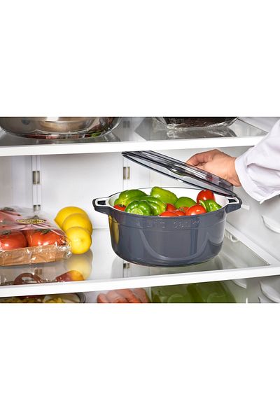 AHİR TİCARET Round Refrigerator Organizer Storage Container with Strainer