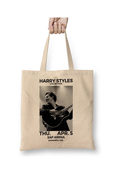 Baskı Dükkanı حقيبة قماش هاري ستايلز 09 بمقبض طويل