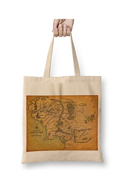 Baskı Dükkanı Mapa Gospodara prstenova, platno Torba dugo Sa ručkom