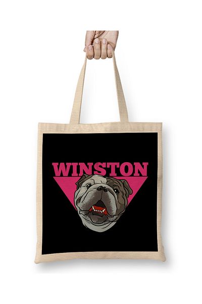 Baskı Dükkanı Geantă din pânză Winston Bulldog Smith cu mâner lung