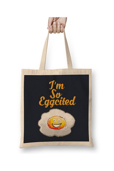 Baskı Dükkanı Egg I'm So Eggcited υφασμάτινη τσάντα με μακριά λαβή