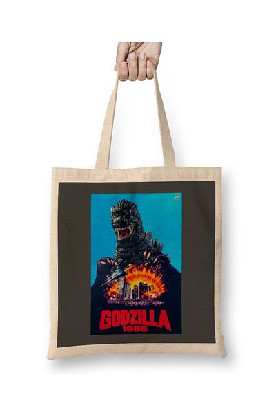 Baskı Dükkanı Geantă din pânză de film Godzilla 1985 cu mâner lung