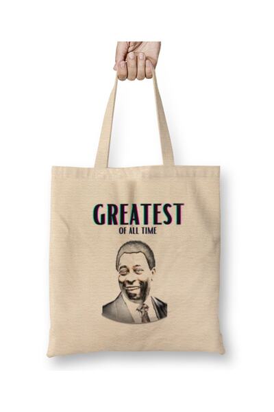 Baskı Dükkanı Pelé - Retro tkanina u stilu duginih boja Torba duga Sa ručkom