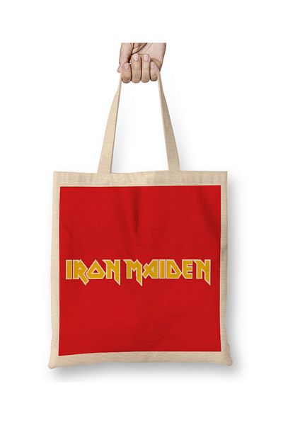 Baskı Dükkanı Iron Maiden Logo υφασμάτινη τσάντα με μακριά λαβή