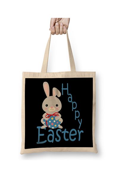 Baskı Dükkanı Happy Easter 04 υφασμάτινη τσάντα με μακριά λαβή