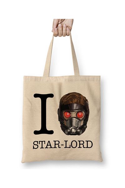 Baskı Dükkanı I Love Star Lord Guardians of the Galaxy υφασμάτινη τσάντα με μακριά λαβή