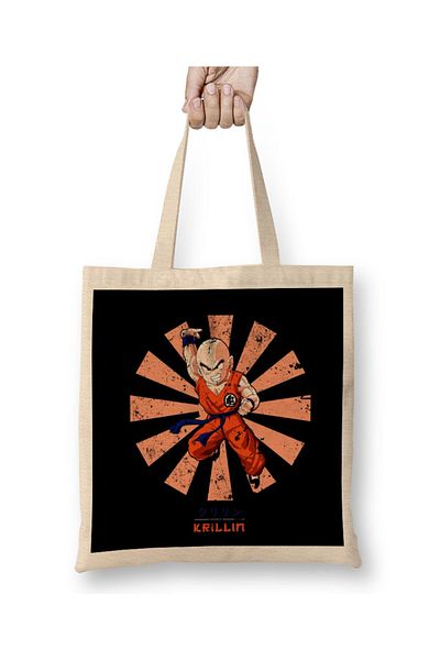 Baskı Dükkanı Krillin Retro Japanese Dragon Ball Z υφασμάτινη τσάντα με μακριά λαβή
